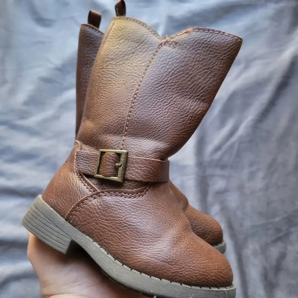 OshKosh BGosh Lumi Riding Boot Equestrian Little Girl 5 Faux Leather Zip Up Shoe